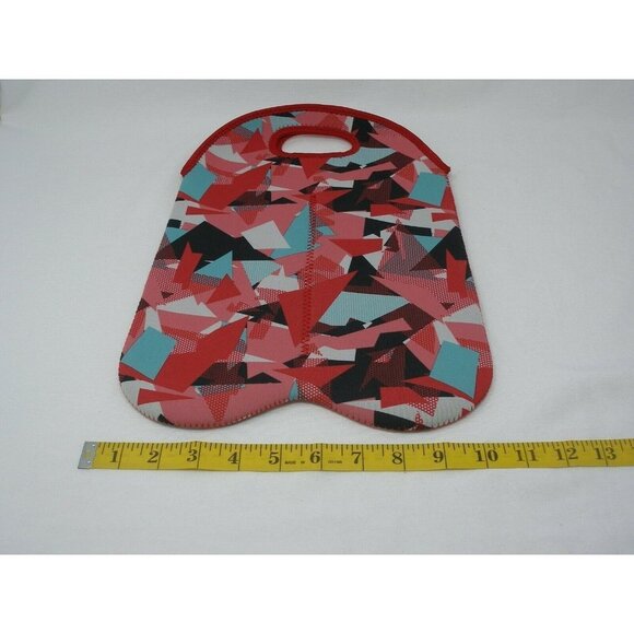 BUILT: Double Bottle Neoprene Wine Bag Tote Carrier w/ Handle (geometic pattern) - Picture 4 of 5